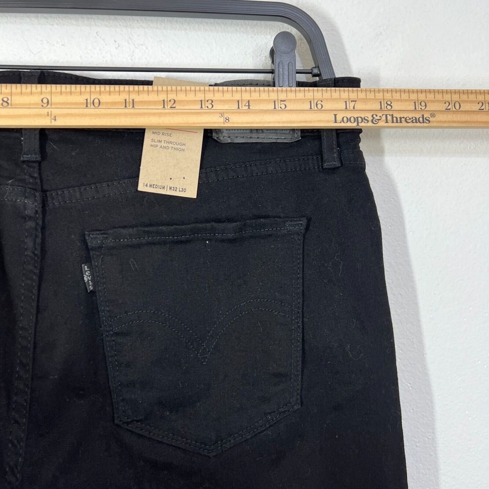 Levis Classic Mid Rise Skinny Slim Fit Jeans Womens 14 Medium 32 x 30 Black - Picture 7 of 9
